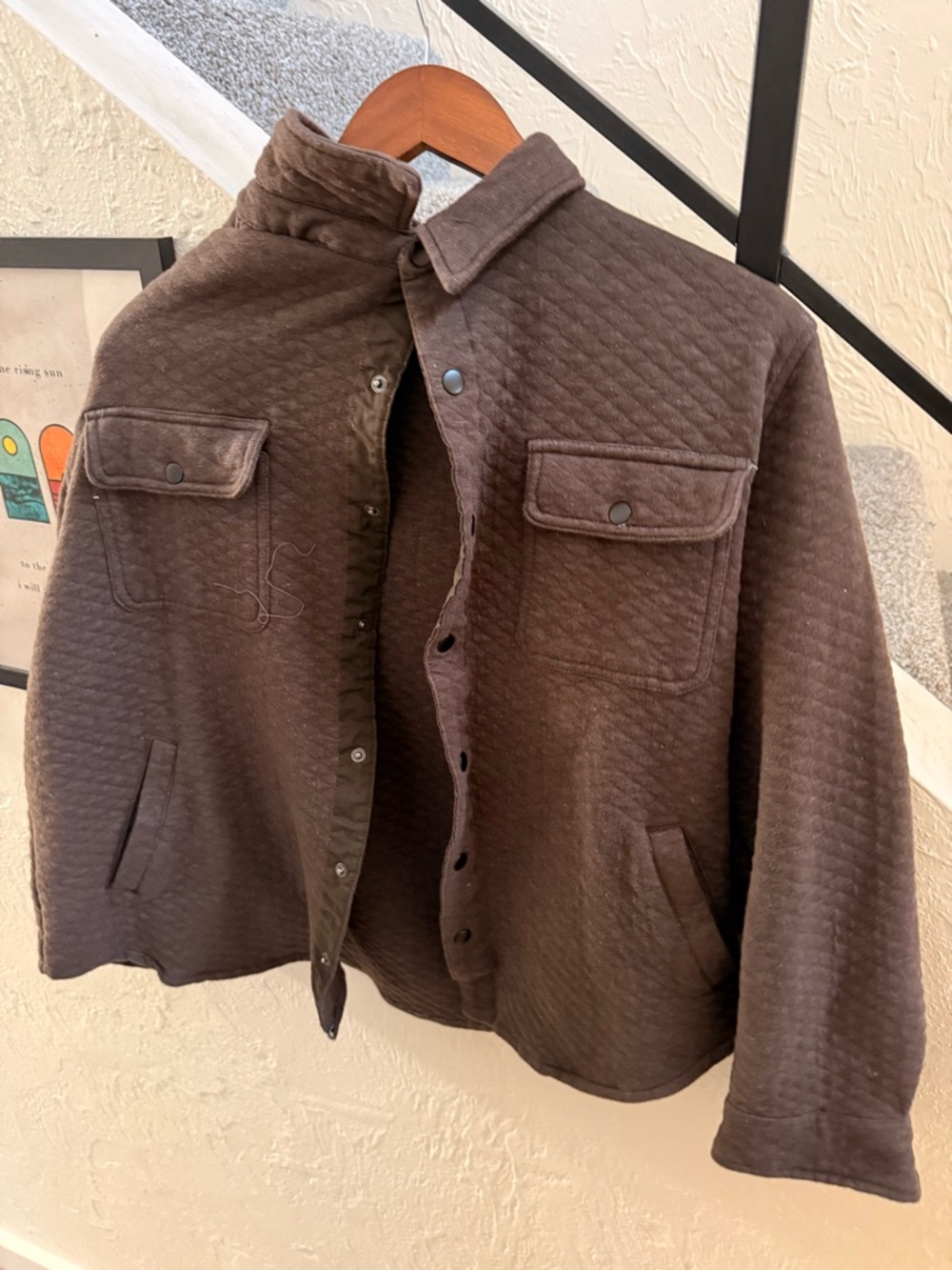 SMITH Quilted Shirt Jacket in Dark Brown